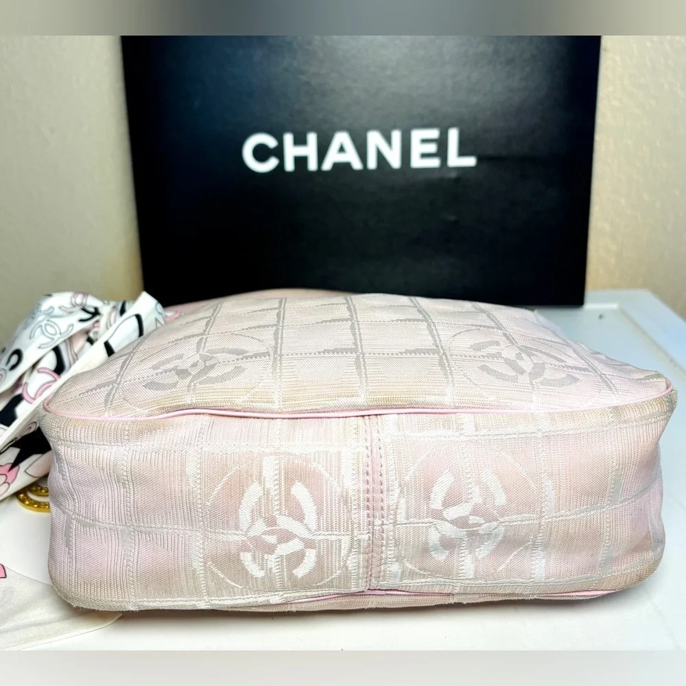 Authentic Chanel New Travel Line Pink Hobo Bag